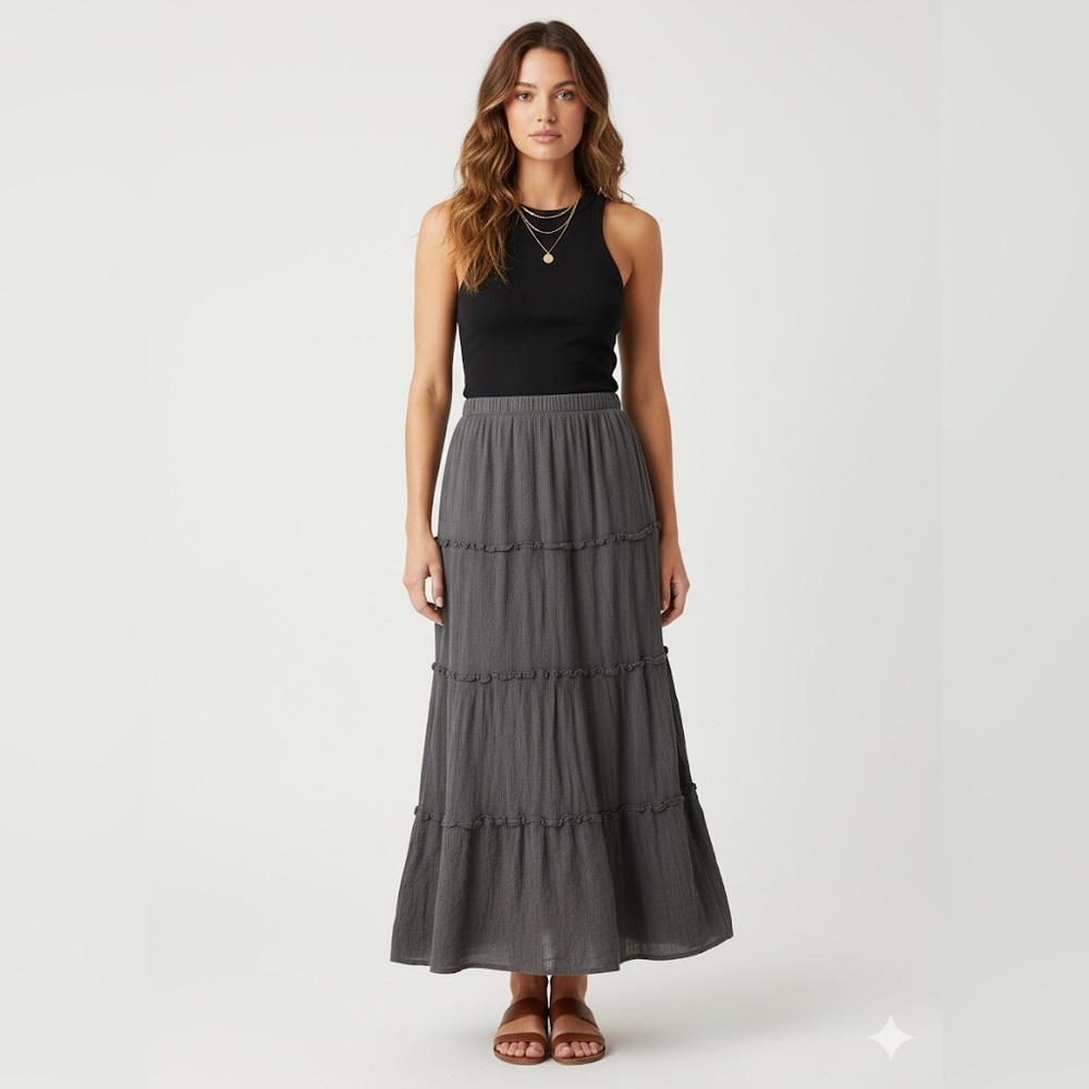 Hollister Charcoal Maxi Skirt